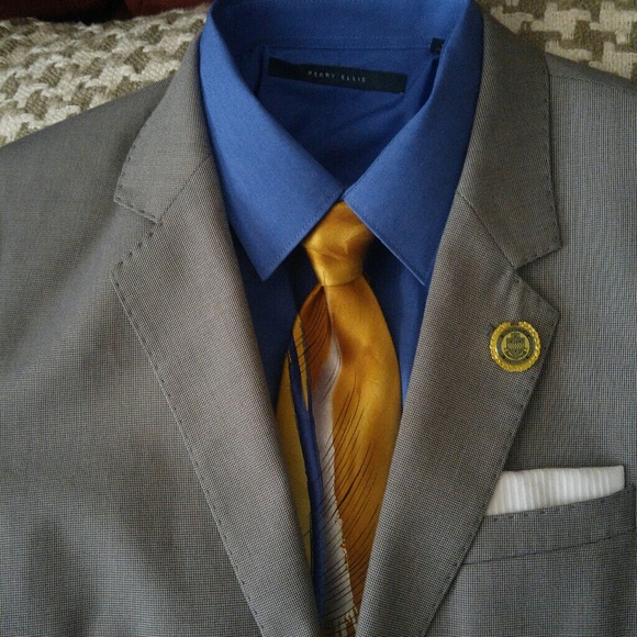 Men's Perry Ellis Blue Dress Shirt Medium - Picture 4 of 4